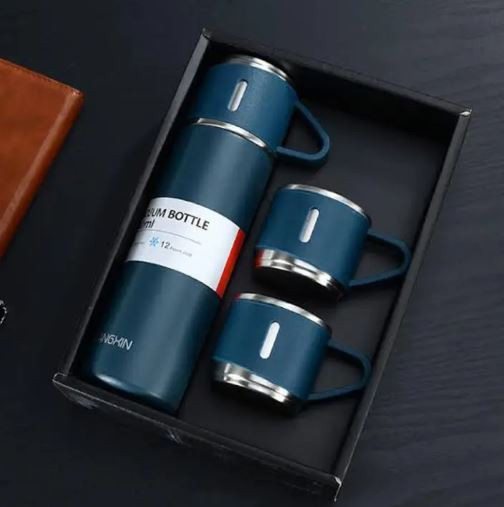 3 in 1 Vacuum Insulated Thermal Flask Set With Cup Set