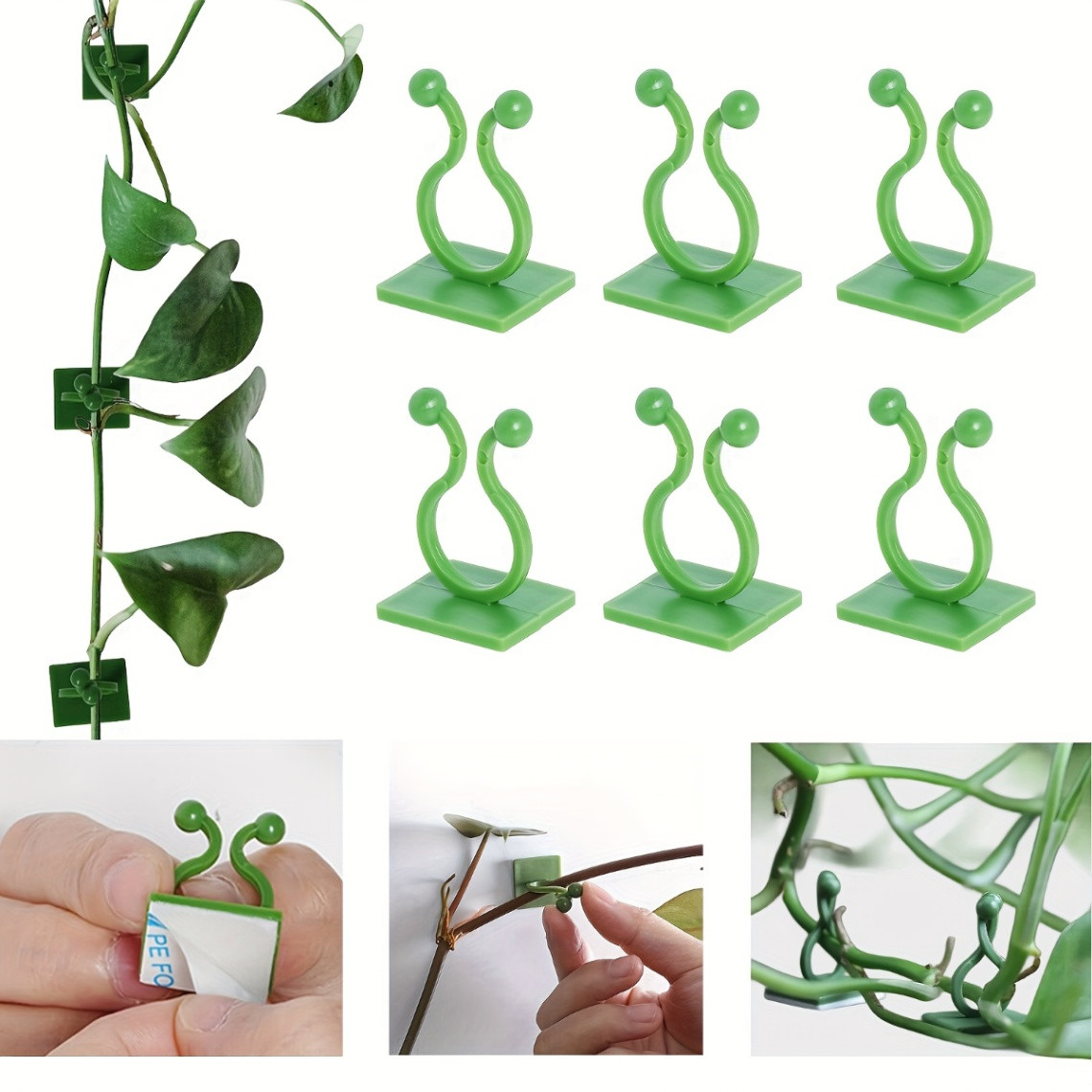 10 Pcs Plant Climbing Wall Clips, Self-Adhesive Vine Plant Climbing Fixing Clip Hook