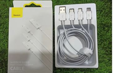 Baseus Superior Series 3-in-1 Fast Charging Data Cable White