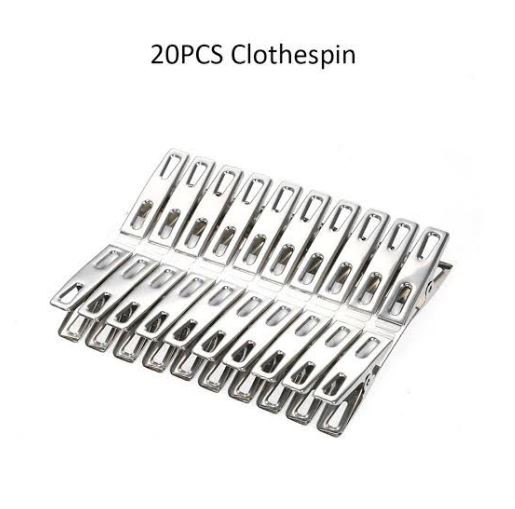 Stainless Steel Cloth Drying Clip-Silver 20 Pieces Set