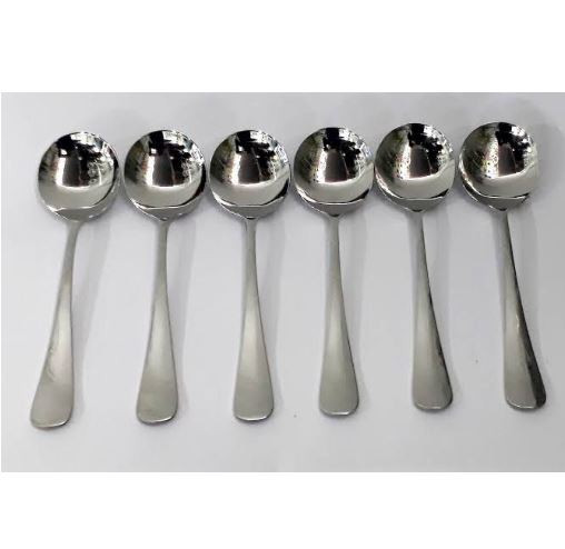 Stainless Steel Soup Spoon - 7 Inch, A Set of 6 Pieces