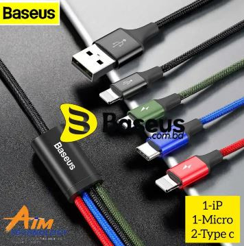 Baseus 4 in 1 Rapid Series Cable (Type C, Lightning, Micro USB)