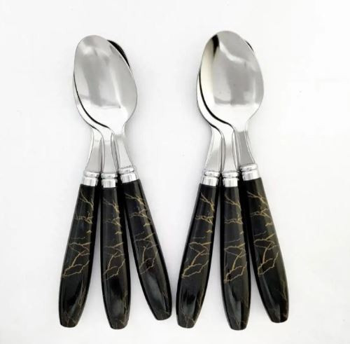 Stainless Steel Ceramic Design Spoon for Home Kitchen, Set of 6 Pc