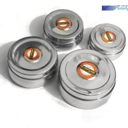 4 Pcs Set Stainless Steel Tiffin Box Lunch Box Round Stainless Steel