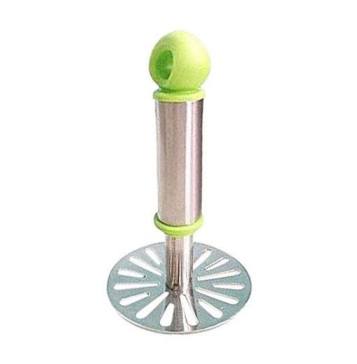 Potato Masher - Green& Silver