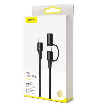 Baseus 2-in-1 Twins Cable Type-C to Type-C 60W + Lightning