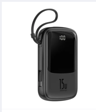 Baseus 10000mAh Power Bank 15W Phone Charger 4 Output - Black