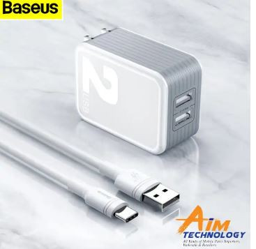 BASEUS TZCAYJ-02 BRAND TRAVEL CHARGER 2.1A ADAPTOR WITH CABLE